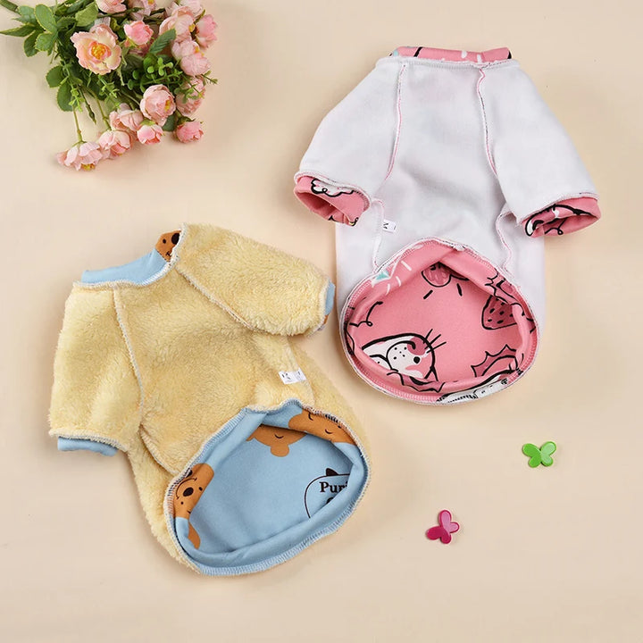 Cute Print Cat Clothes Suit Spring Autumn Warm Fleece Pet Cat Pullover for Cats Kedi Soft Kitten Sweater Sphynx Clothing Outfits