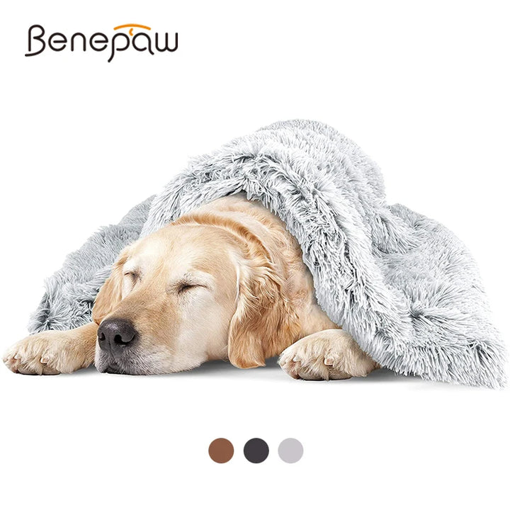 Benepaw Comfortable Plush Dog Blanket Calming Anti-Anxiety Cozy Puppy Bed Mat Pet Throw Blankets For Small Medium Large Breeds