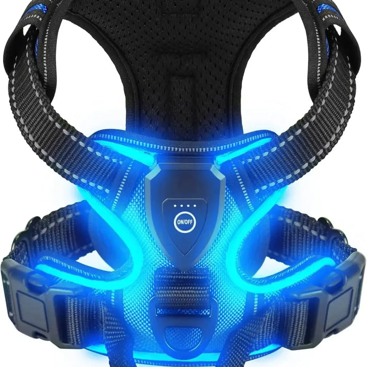 LED Light Up Dog Harness No Pull Adjustable Rechargeable Pet Vest Harness Small Medium Large Dogs Outdoor Walking Pet Supplies