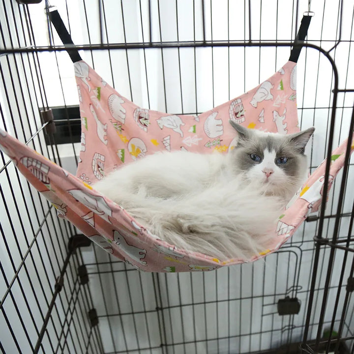 Hanging cat hammock with adjustable straps