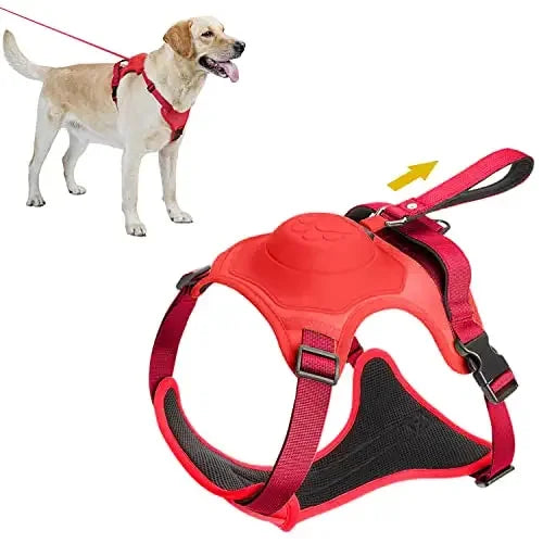 ATUBAN 2-in-1 Dog Harness,No Pull Pet Harness with Self-shrinking Leash,Auto Lock Function to Stop Dog Suddenly Running,Training