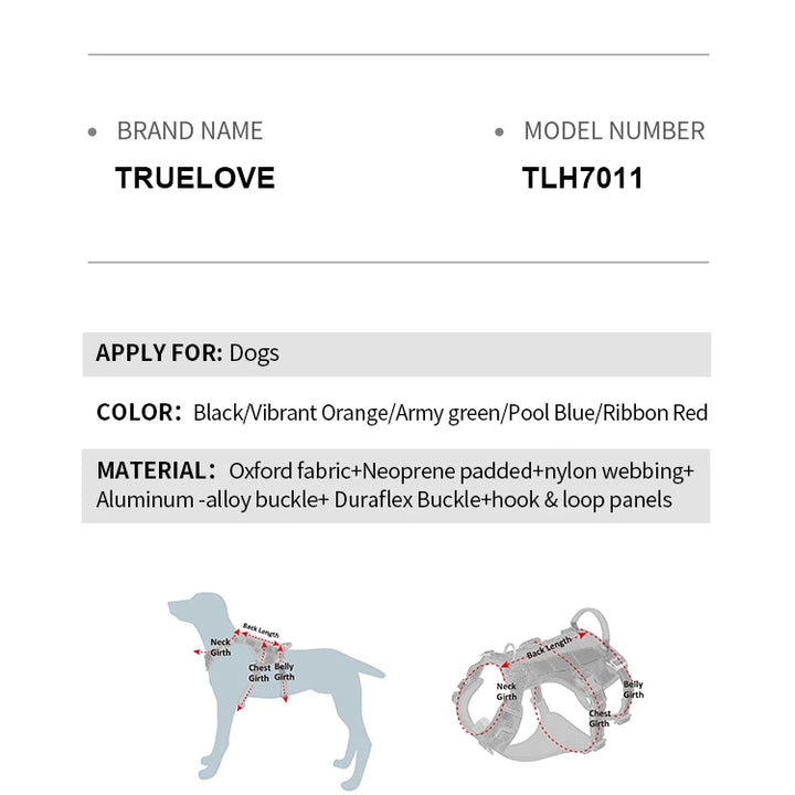 Truelove Escape Proof Pet Harness No Pull Reflective Adjustable Soft Padded Pet Vest Service Dog Harness Handle Climbing TLH7011