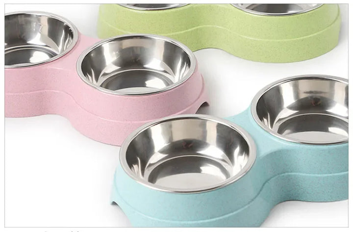 Double Pet Bowls – Stainless Steel Food and Water Feeder