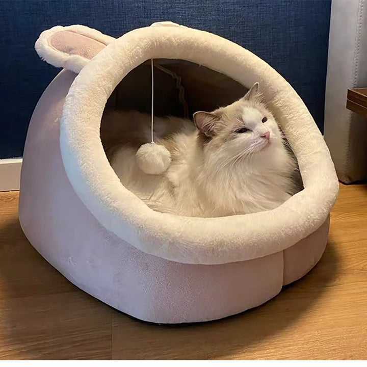 Cozy Cartoon Cat Bed - Foldable and Washable