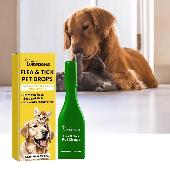 Anti-flea and tick treatment drops for dogs and cats