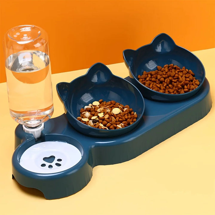 Pet Bowls with Water Feeder, 3 in 1 Ear Designer