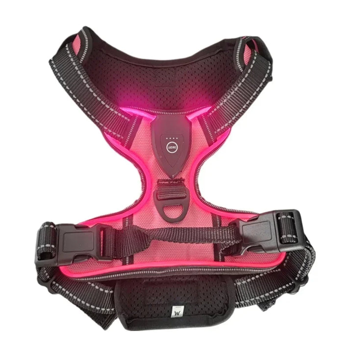 LED Light Up Dog Harness No Pull Adjustable Rechargeable Pet Vest Harness Small Medium Large Dogs Outdoor Walking Pet Supplies