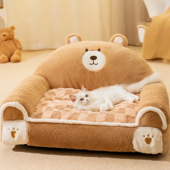 Winter Warm Cat Bed, Soft Plush Pet Sofa for Small Dogs