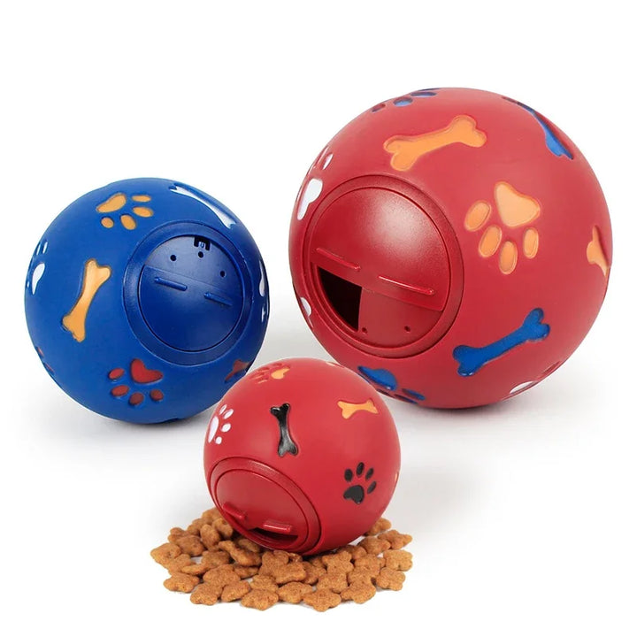 Dog Toy Rubber Ball Chew Dispenser Leakage Food Play Ball Interactive Pet Dental Teething Training Toy Blue Red Diameter 7.5cm