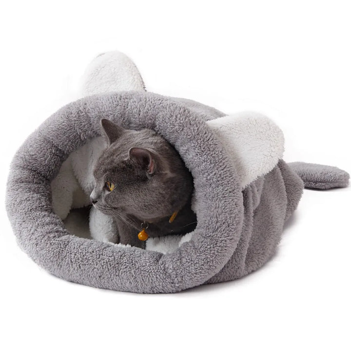 Warm Coral Fleece Cat Sleeping Bag Bed for Kittens