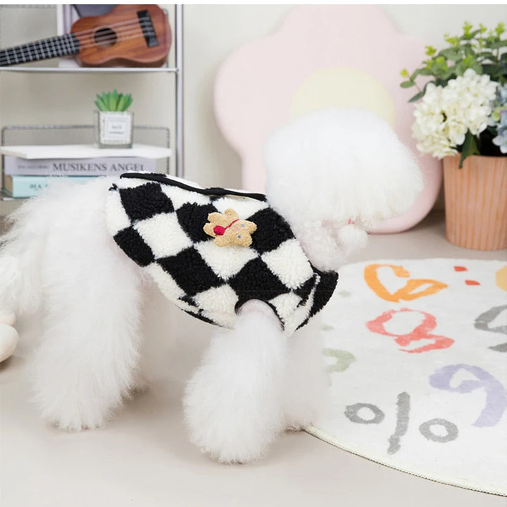 Dog Clothes Plaid Fleece Pet Jacket for Dogs