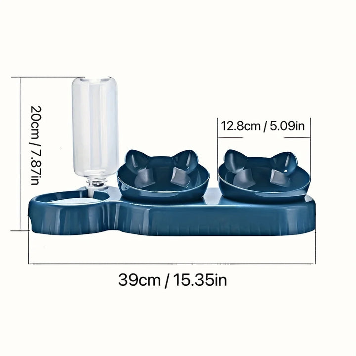 Pet Bowls with Water Feeder, 3 in 1 Ear Designer