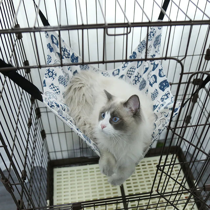 Hanging cat hammock with adjustable straps