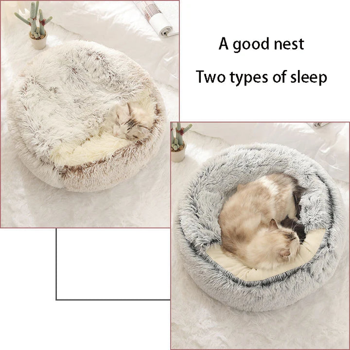 Soft Plush Cat Bed - Cozy Sleeping Nest for Cats and Kittens