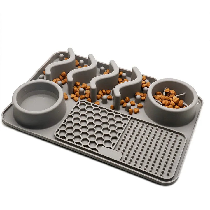 Pet Licking Pad Slow Feeding Dog Bowl Set