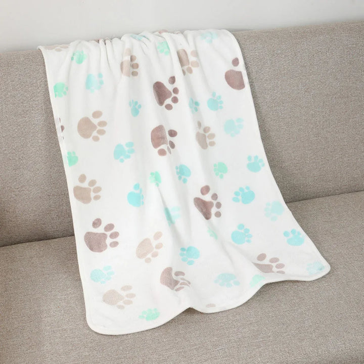 Soft Paw Print Fleece Blanket for Pets - Cozy and Warm