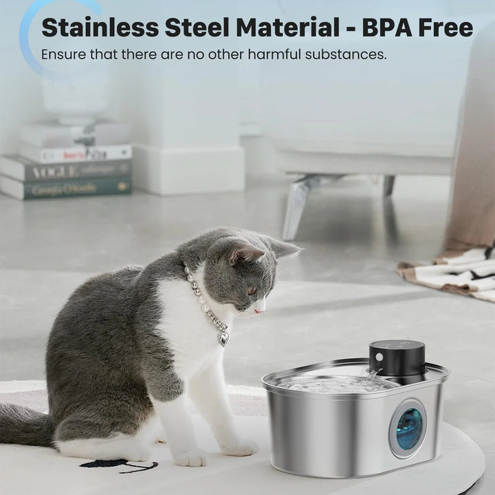 Wireless Stainless Steel Pet Water Fountain Automatic