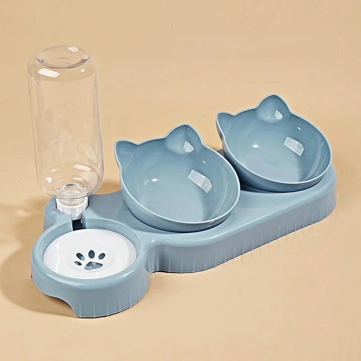 Pet Bowls with Water Feeder, 3 in 1 Ear Designer