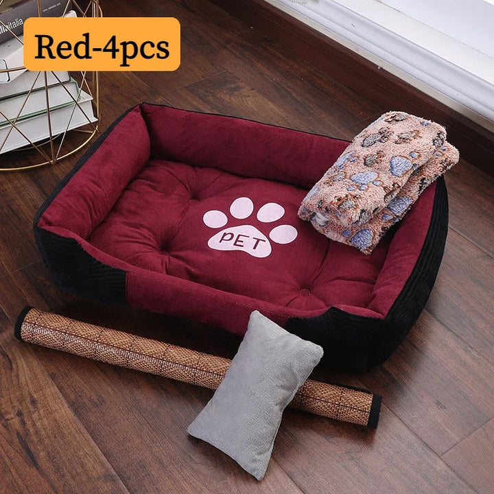 Bed for Dog Cat Pet Square Plush Kennel Medium Small Dog Sofa Bed Cushion Pet Calming Dog Bed House Pet Supplies Accessories