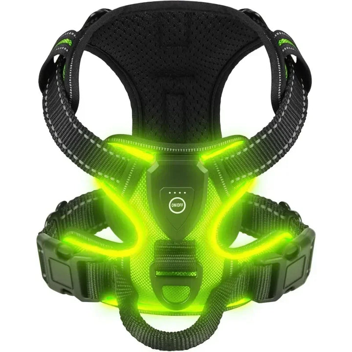 LED Light Up Dog Harness No Pull Adjustable Rechargeable Pet Vest Harness Small Medium Large Dogs Outdoor Walking Pet Supplies