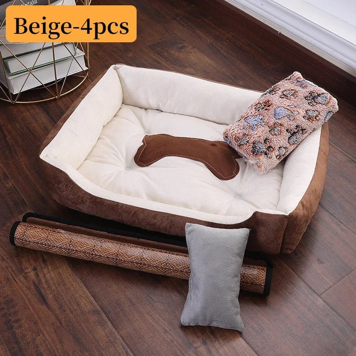 Bed for Dog Cat Pet Square Plush Kennel Medium Small Dog Sofa Bed Cushion Pet Calming Dog Bed House Pet Supplies Accessories