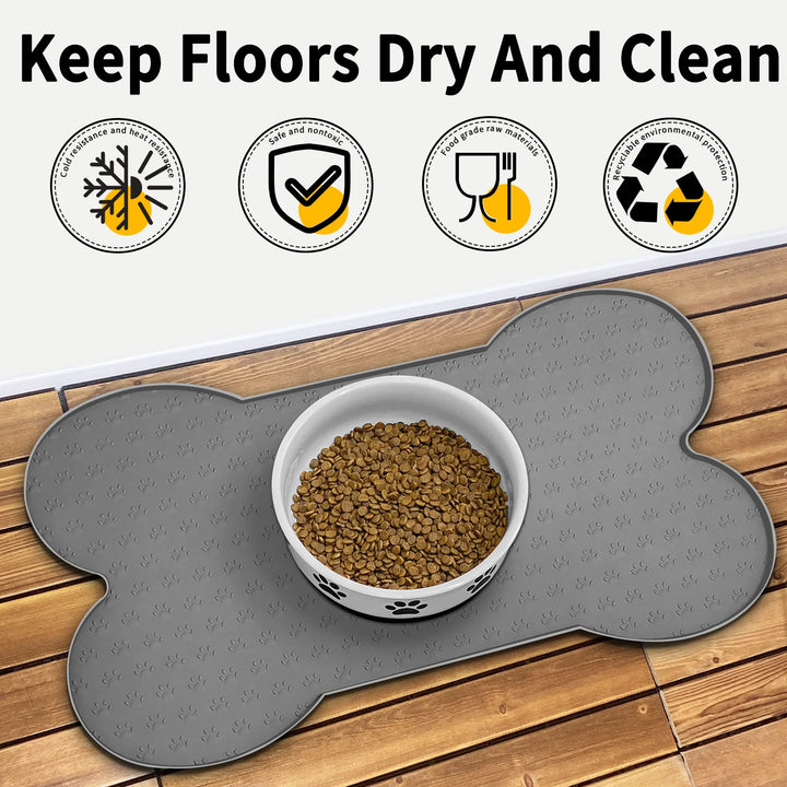 Pet Feeding Mat Silicone Dog Food Mat Anti-Slip And Waterproof Dog Bowl Mat,Thickened Dog And Cat Mat For Food And Water