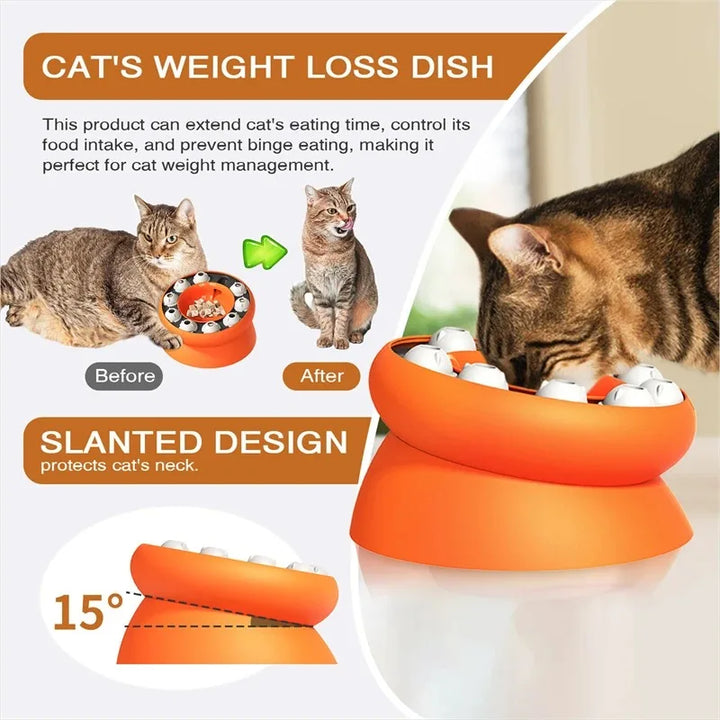 Slow Feeder Bowl for Cat Puzzle Toys - Tilted Design