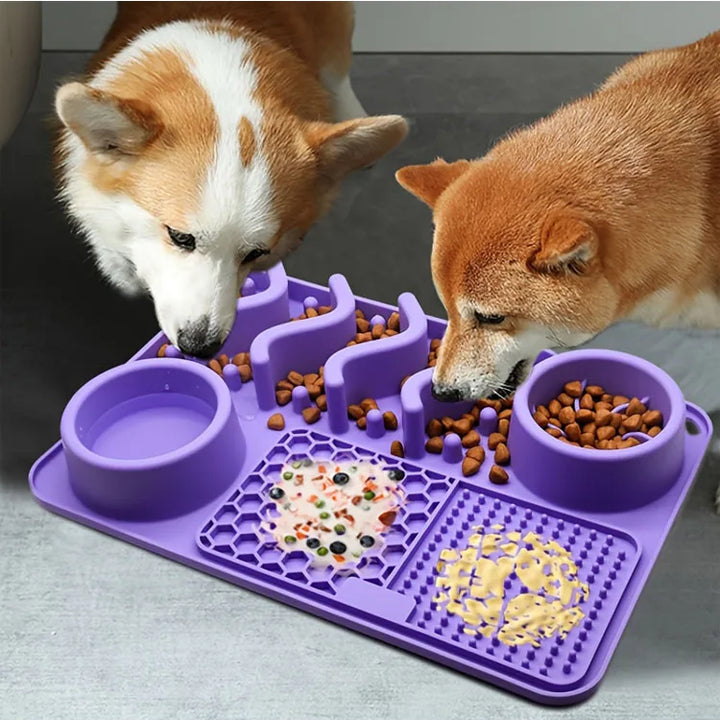 Pet Licking Pad Slow Feeding Dog Bowl Set