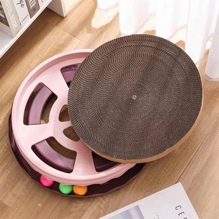 1Pc Rotatable Cat Scratching Board With Toy Ball Replaceable Corrugated Paper Plastic Indoor Kitten Puppy Durable Scratcher Toy