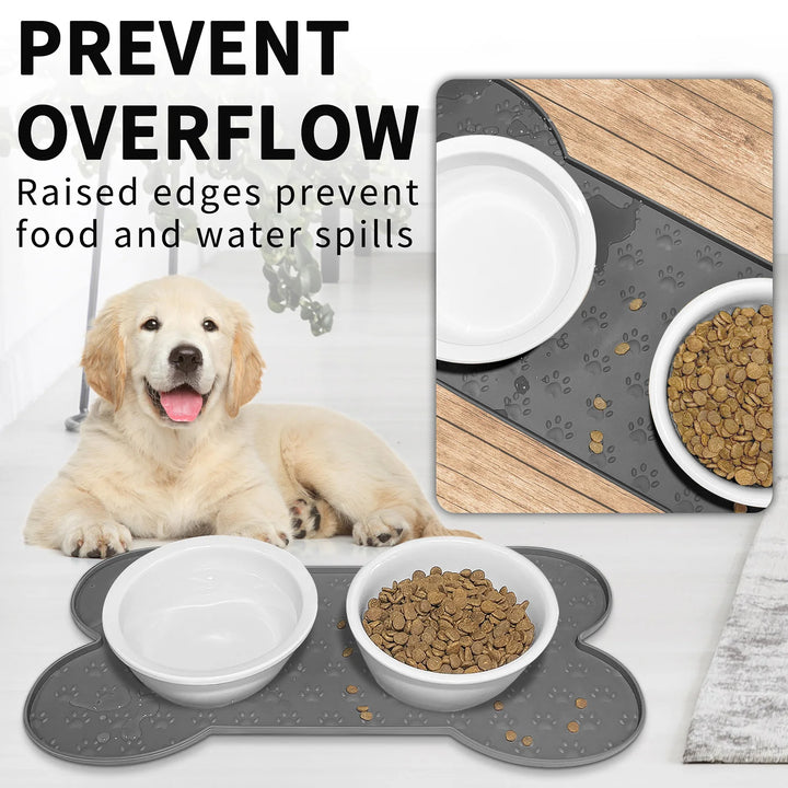 Pet Feeding Mat Silicone Dog Food Mat Anti-Slip And Waterproof Dog Bowl Mat,Thickened Dog And Cat Mat For Food And Water