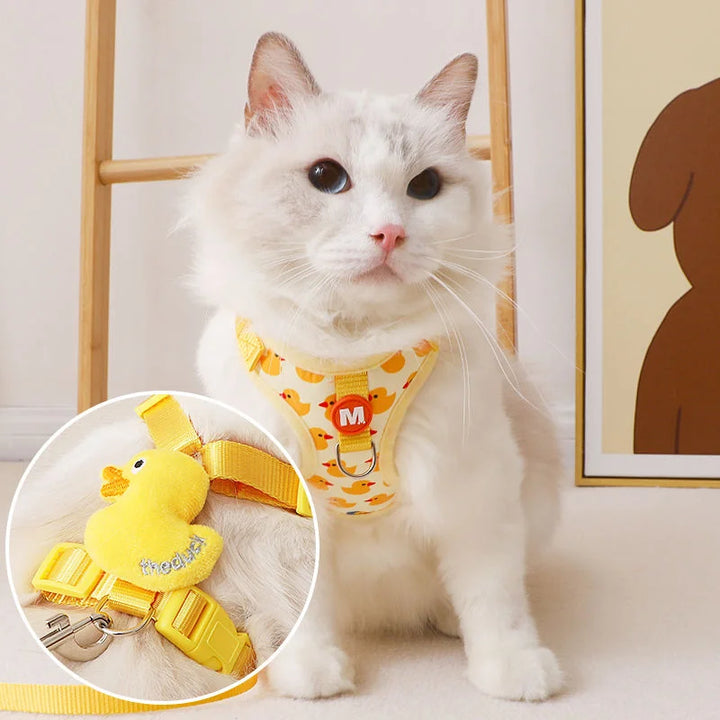 Cartoon Duck Harness and Collar for Dogs and Cats