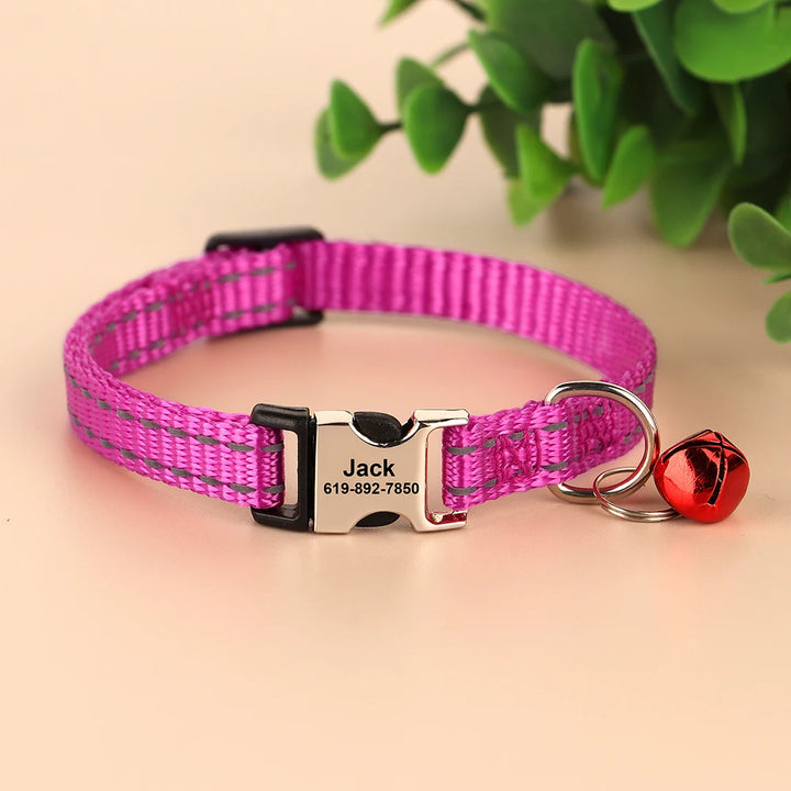 Personalized cat collar for puppies, adjustable