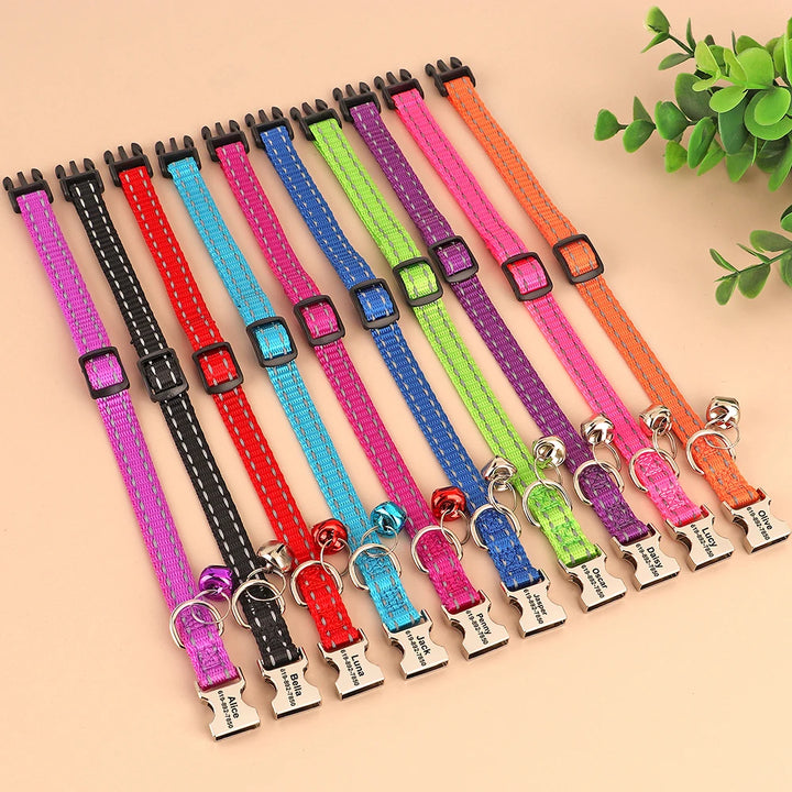 Personalized cat collar for puppies, adjustable