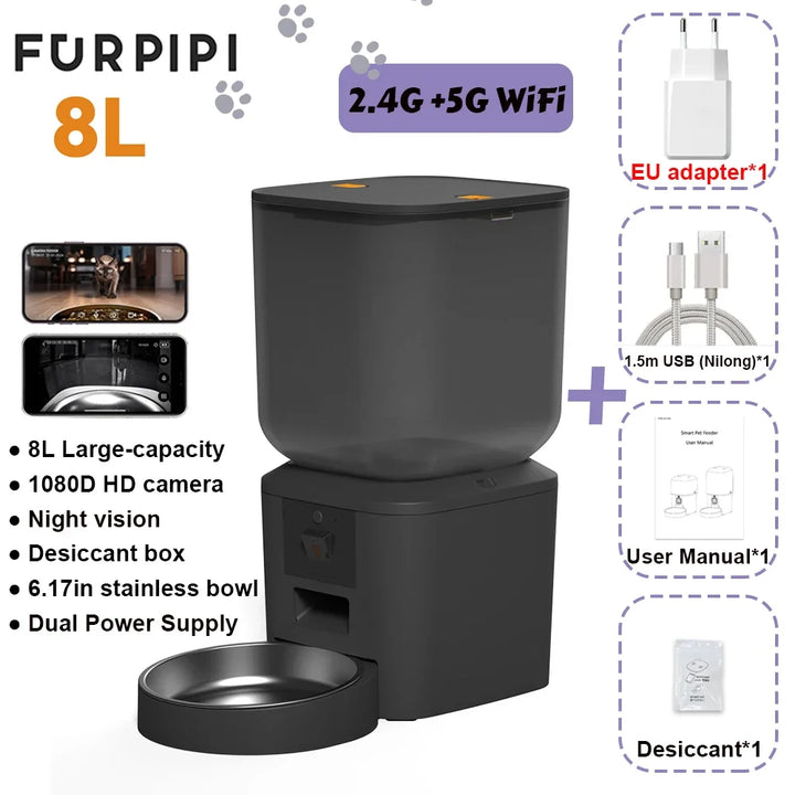 Furpipi 8L Smart Automatic Cat Feeder – Camera