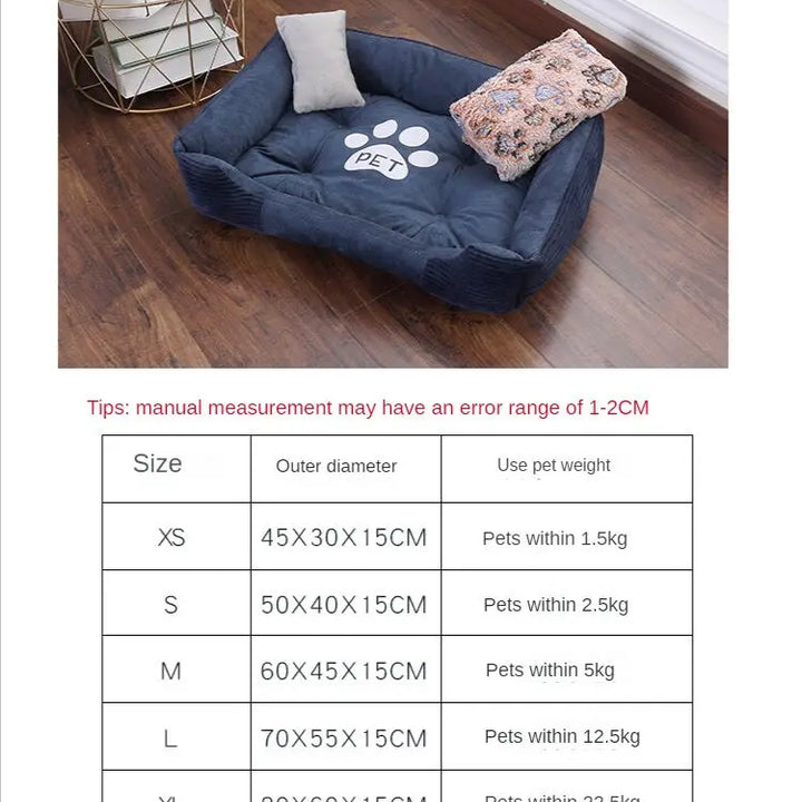 Bed for Dog Cat Pet Square Plush Kennel Medium Small Dog Sofa Bed Cushion Pet Calming Dog Bed House Pet Supplies Accessories