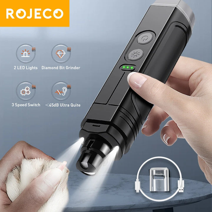 ROJECO P3 Electric Dog Nail Grinder with LED Light