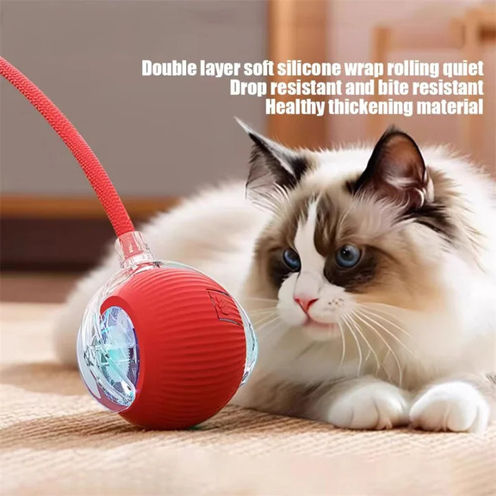 Interactive Cat Toy, Automatic Rolling Ball Cat USB Rechargeable, Antistress Indoor Toys for Cats, Electric Cat Ball Toy