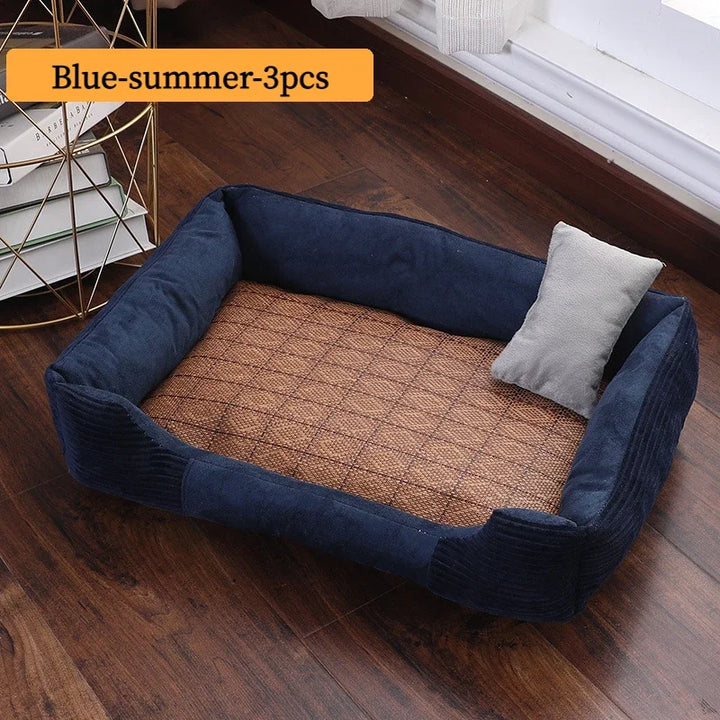 Bed for Dog Cat Pet Square Plush Kennel Medium Small Dog Sofa Bed Cushion Pet Calming Dog Bed House Pet Supplies Accessories