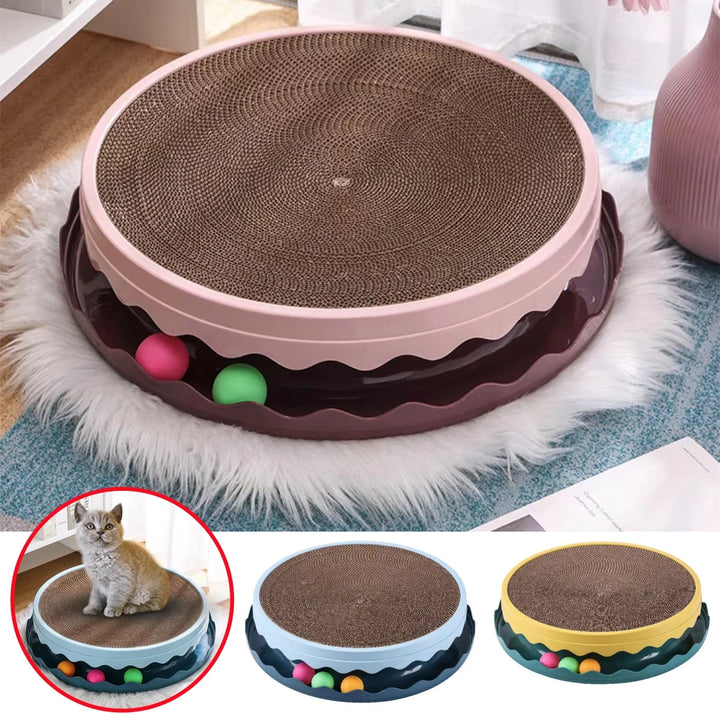 1Pc Rotatable Cat Scratching Board With Toy Ball Replaceable Corrugated Paper Plastic Indoor Kitten Puppy Durable Scratcher Toy