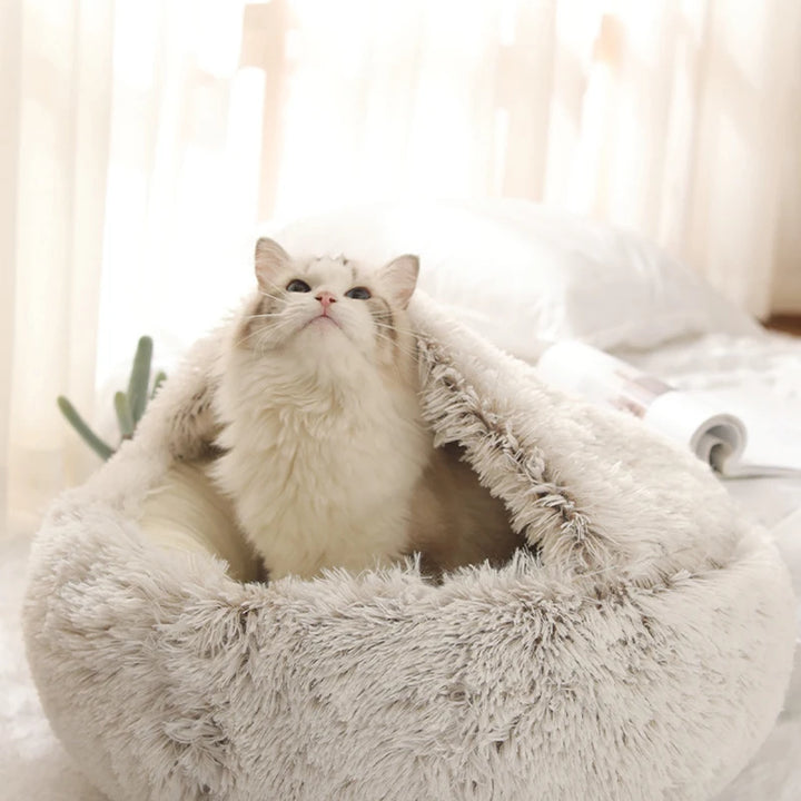 Soft Plush Cat Bed - Cozy Sleeping Nest for Cats and Kittens