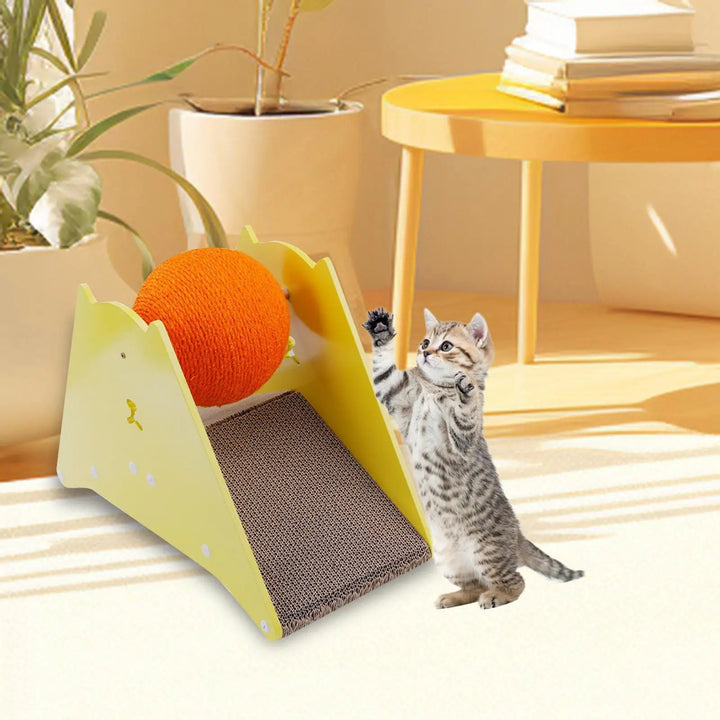 Sisal Cat Scratching Board with Ball, Protecting Furniture, Rotatable Sisal Rope Ball, Grind Claw Cat Scratcher