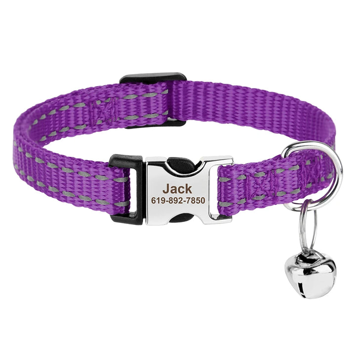 Personalized cat collar for puppies, adjustable