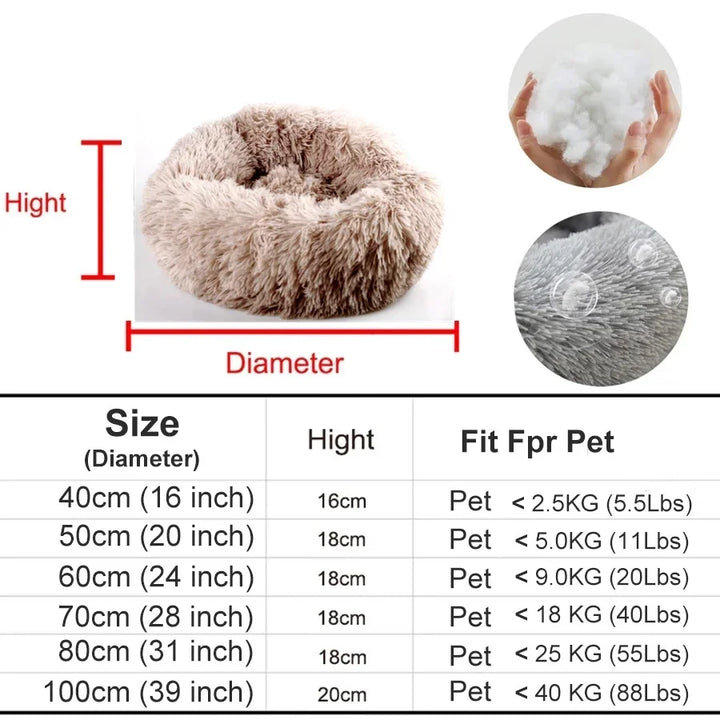 🐾 Round Plush Dog and Cat Bed – Donut Mat