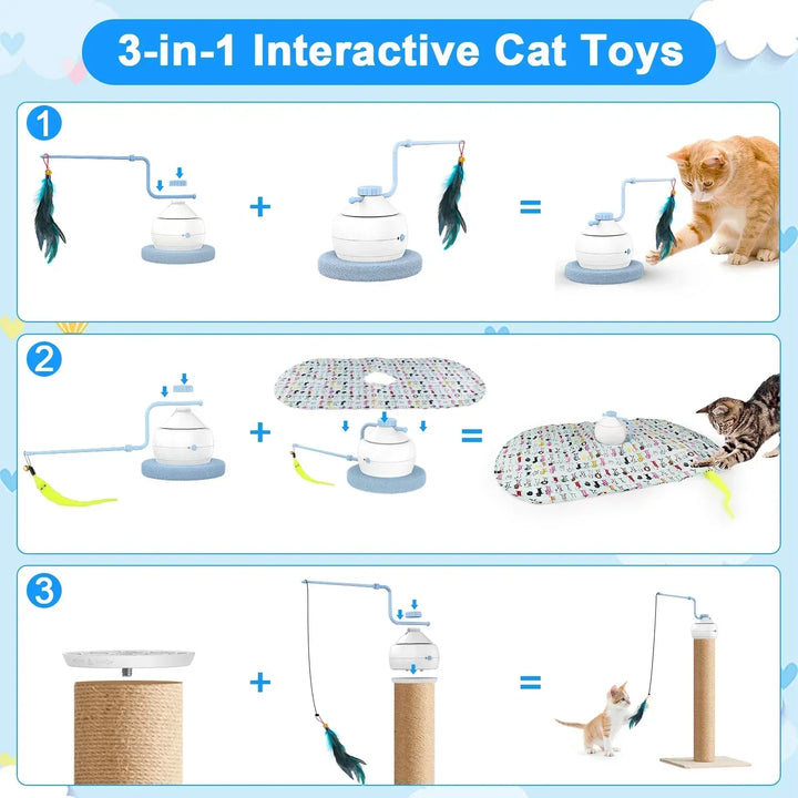 Cat Tower 3 Modes Interactive Motorized Wand Kitten Toys Electronic Exercise Pet Toy for Indoor Cats Automatic Motion Cat Toys