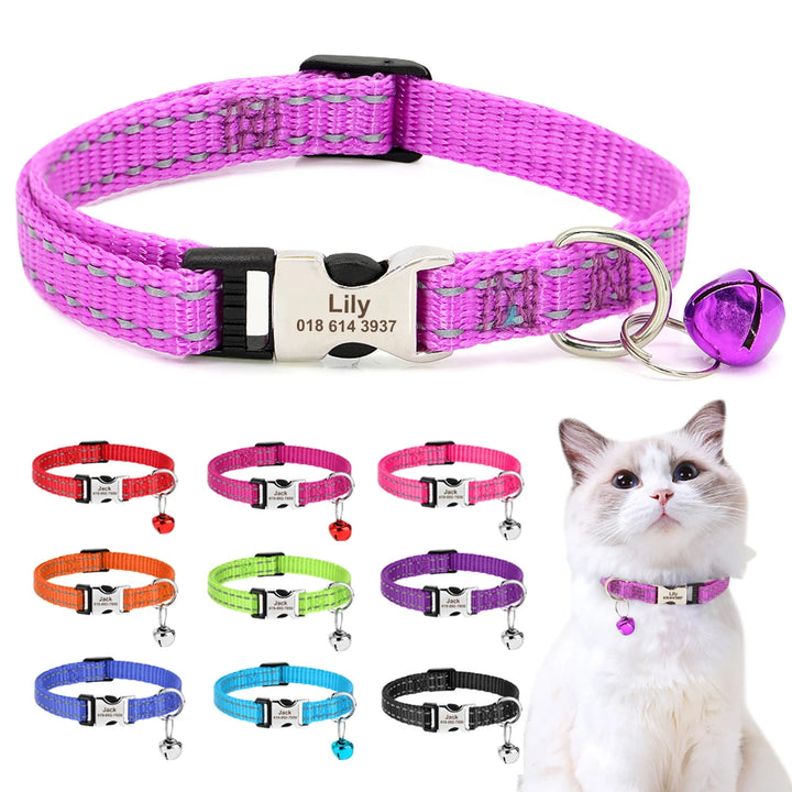 Personalized cat collar for puppies, adjustable