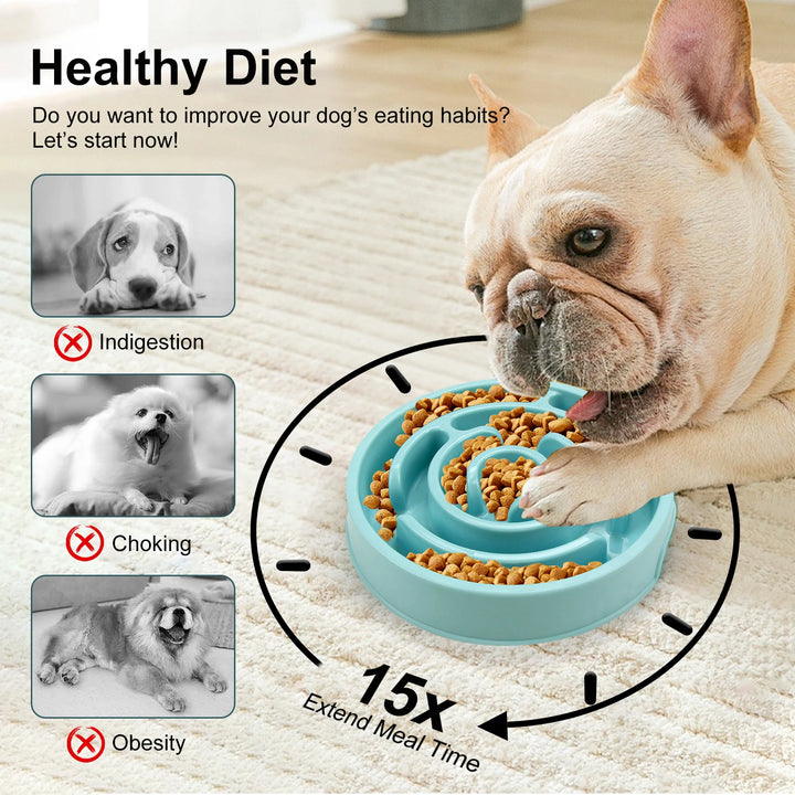 Pet Dog Slow Feeder Bowl, Fun, Non-Slip, Anti-Swallowing