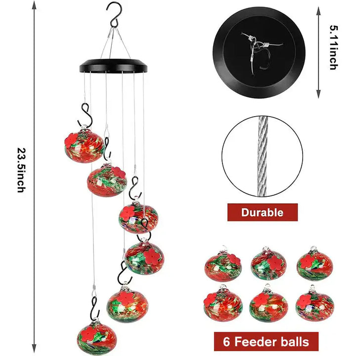 Hummingbird Feeder with Charming Wind Chimes – Feeder