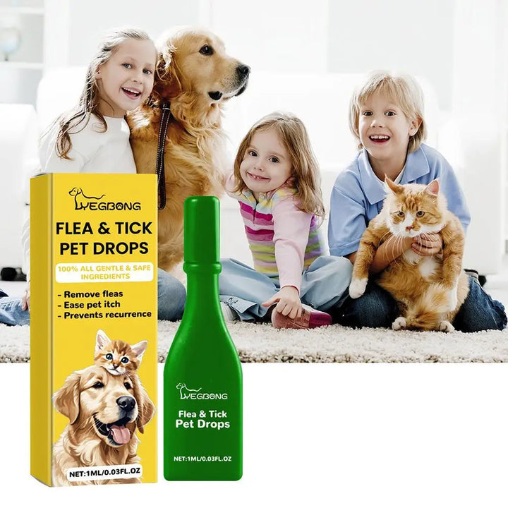 Anti-flea and tick treatment drops for dogs and cats