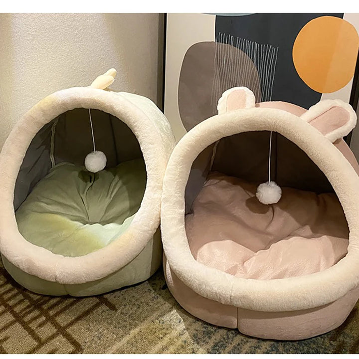 Cozy Cartoon Cat Bed - Foldable and Washable