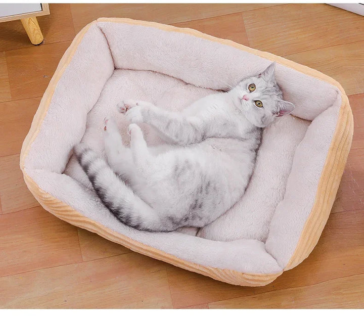 Bed for Dog Cat Pet Square Plush Kennel Medium Small Dog Sofa Bed Cushion Pet Calming Dog Bed House Pet Supplies Accessories